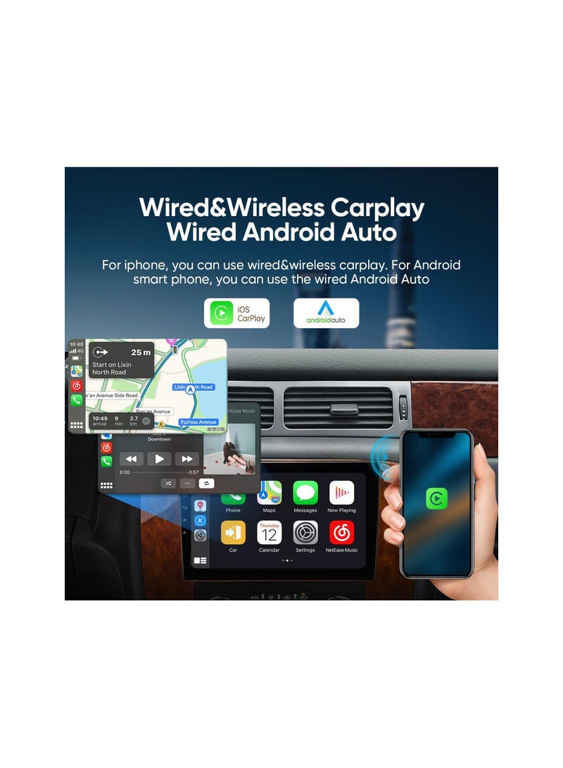 Android Car Stereo for GMC Yukon Tahoe Suburban 2007-2012 Chevrolet Silverado 2010-2013 6GB RAM 128GB ROM 9 Inch Support SIM Card, Apple Carplay, MirrorLink WiFi BT, IPS Touch Screen with AHD Camera