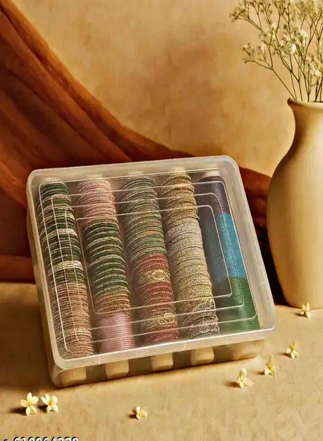 VILOMP 5 ROD Transparent Stylish Multipurpose 5 rod Bangle Box Chudi Set Organizer Jewelery Storage Display Box for Bangles For Women and Girls, Plastic(Large) - Image 4
