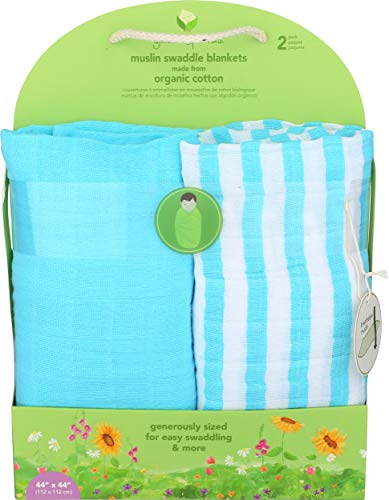 green sprouts Muslin Swaddle Blankets made from Organic Cotton Generously sized for easy swaddling Super soft softer with every wash 2 Count Pack of 1 - Image 1