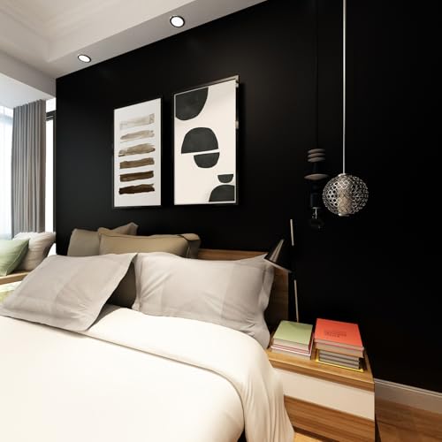 Livelynine 158x197 Removable Black Wallpaper for Bedroom Peel and Stick Kitchen Cabinet Contact Paper Waterproof Desk Covering Self Adhesive Vinyl Wrap Renter Friendly Wall Paper for Bathroom - Image 1