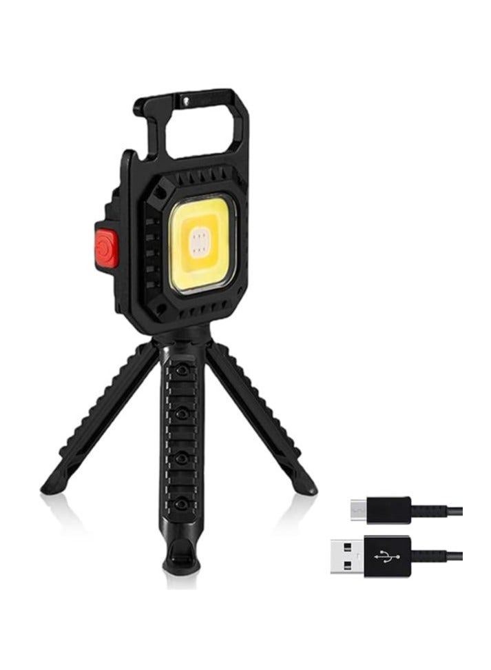 TIGER Small Flashlight 500 Lumens Super Bright Rechargeable Mini Keychain Flashlight with 7 Light Modes – Waterproof COB Keychain Light with Bracket (Black) – Compact, Portable & Durable for Everyday Use, Outdoor & Emergency Situations  - Image 1
