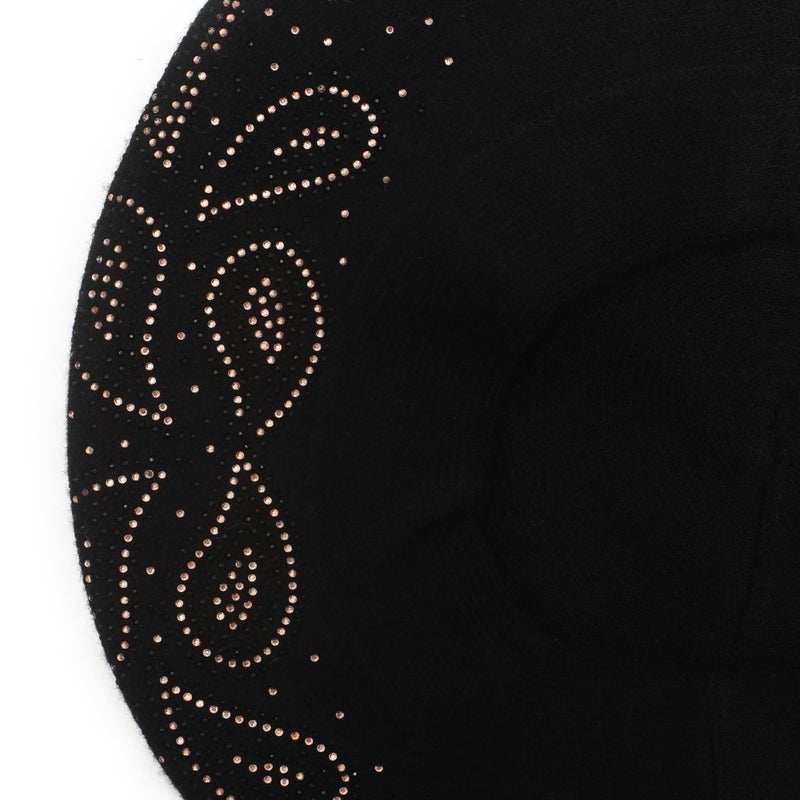 ZLYC Womens French Beret Hat Reversible Knitted Thickened Warm Cap for Ladies Girls (Paisley Black) - Image 5