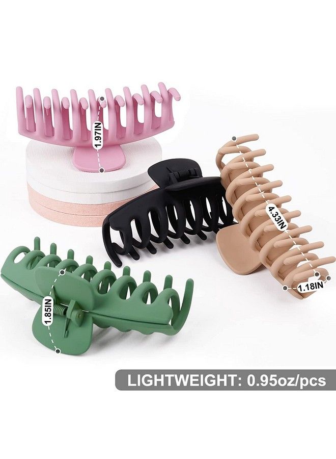Pactiv 4 Pcs Hair Claw Clips For Women Strong Hold Matte Clips For Thick Hair Fashion Hair Styling Accessories For Girls Large Hair Clips For Women Thick Hair Round Clip (Multicolor) - Image 5