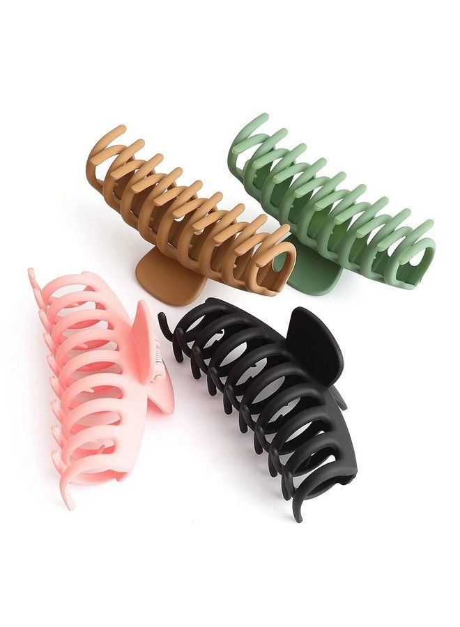 Pactiv 4 Pcs Hair Claw Clips For Women Strong Hold Matte Clips For Thick Hair Fashion Hair Styling Accessories For Girls Large Hair Clips For Women Thick Hair Round Clip (Multicolor) - Image 1