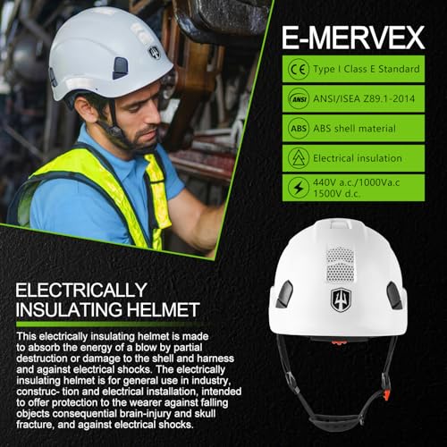 GREEN DEVIL Type 1 Class E Safety Helmet Lightweight Non-Vented White Hard Hat for Men Women - Image 5