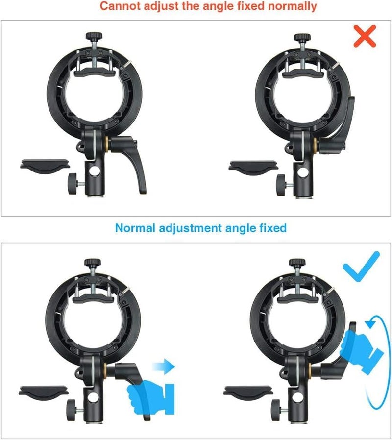 Godox S2 Speedlite S-Type Bracket Bowens Mount Flash Holder for Godox V1 AD200Pro AD400Pro AD200 and Other Flashes, Precise Tilt Control, Large Handle, Integrated Umbrella Mount - Image 2