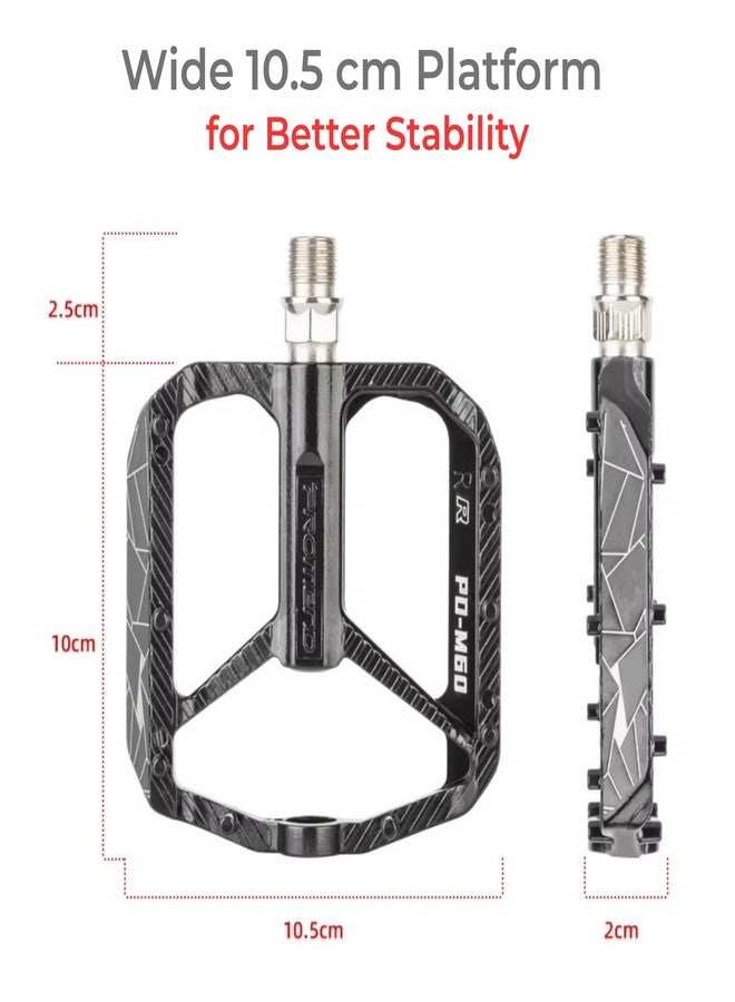 Yellowfin Ultralight Aluminium Alloy Mountain Bike Pedals with 3 Sealed Bearings, Anti-Slip Platform, Lightweight 157g MTB Bicycle Pedal Set, Durable Flat Pedals for MTB, Road, Hybrid & City Bikes-M60 - Image 2