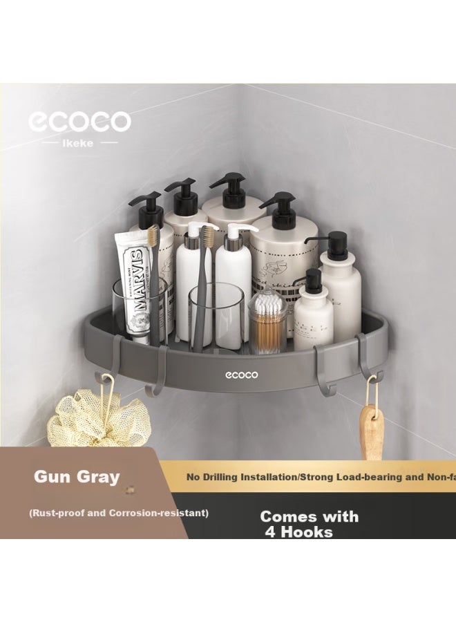 Ecoco Italian Cocoa Ecoco No-drill Bathroom Triangle Storage Rack, Wall-mounted Washroom Vanity Organizer, E24018 Gray - Image 1