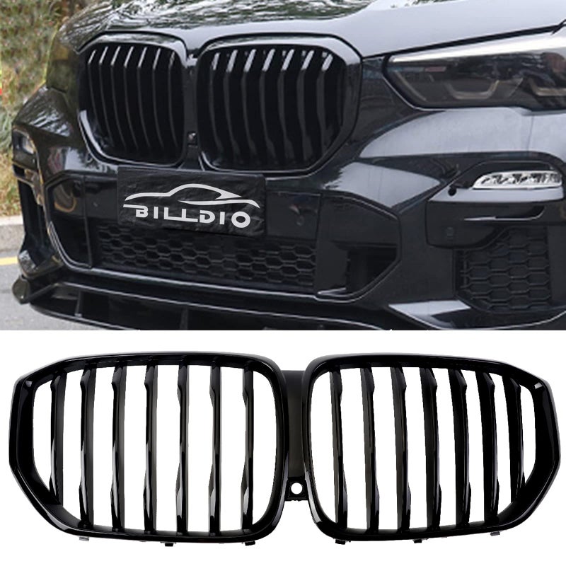 BILLDIO Front Grille Grill Single slats Compatible with 2019 2020 2021 2022 2023 X5 G05Glossy Black Kidney Grill