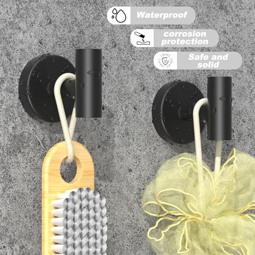 stusgo 6-Pack Black Towel Hooks, Towel Hook Wall Mounted, Matte Black Hooks for Bathroom, Stainless Steel Wall Hooks for Hanging, Modern Towel Hooks for Bathroom - Image 5