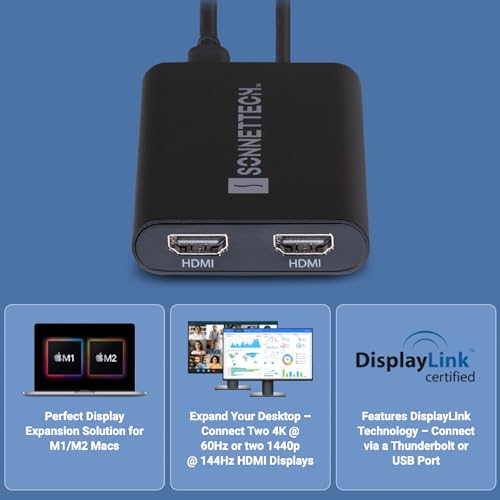 SoNNeT DisplayLink USB-C to Dual 4K 60Hz HDMI Adapter - Image 2