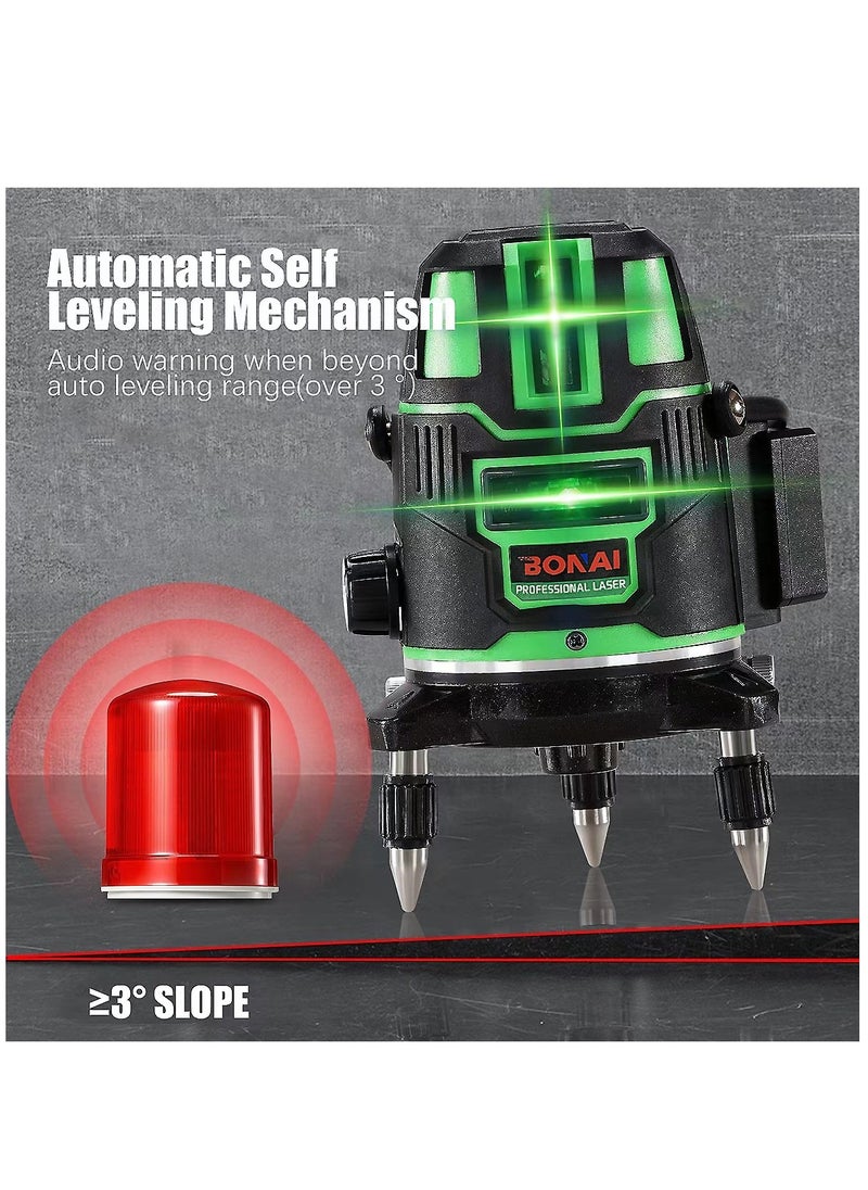 BONAI Laser level 5 Lines Green Light Professional Cross Marking Meter Self-leveling Horizontal Vertical Laser Ruler Spirit Level (5 Lines)