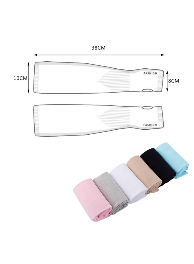 Sunscreen Ice Sleeves Summer Outdoor Sleeves Women's Sunscreen Sleeves Men's Cycling Arm Sleeves Summer Ice Silk Sleeves Two pairs(Black+White)  - Image 2