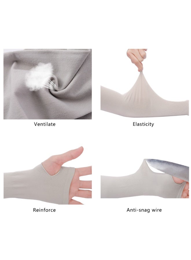 Sunscreen Ice Sleeves Summer Outdoor Sleeves Women's Sunscreen Sleeves Men's Cycling Arm Sleeves Summer Ice Silk Sleeves Two pairs(Black+White)  - Image 3