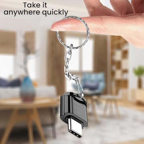 Verilux قارئ بطاقة micro SD من Verilux® Mini Type C مع سلسلة مفاتيح USB C إلى micro SD SDHC SDXC OTG متوافق مع أجهزة الكمبيوتر المحمولة و MacBook و Samsung Galaxy Note 20 S20 - Image 5