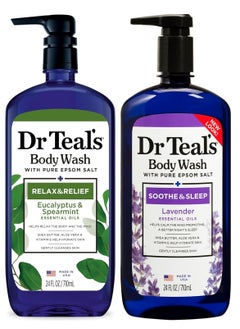 Dr Teal's Epsom Salt Body Wash Lavender, 710 ml, with Epsom Salt Body Wash Eucalyptus and Spearmint, 710 ml  - Image 1