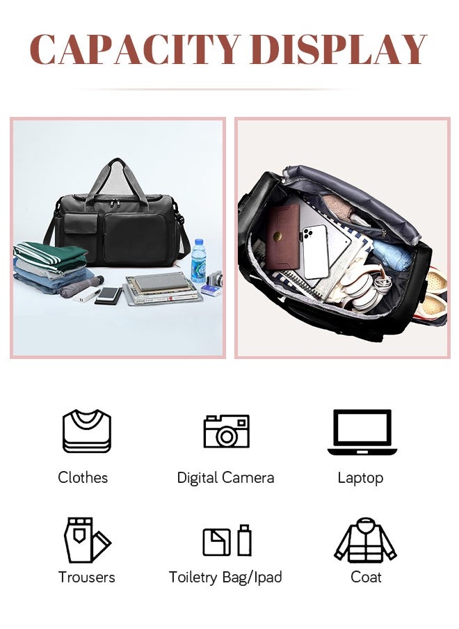 roaiss - Large Capacity Gym Sacks Waterproof Duffel Bag for Women Men Travel Sports Yoga Overnight Bag with Shoes Compartment - Image 1