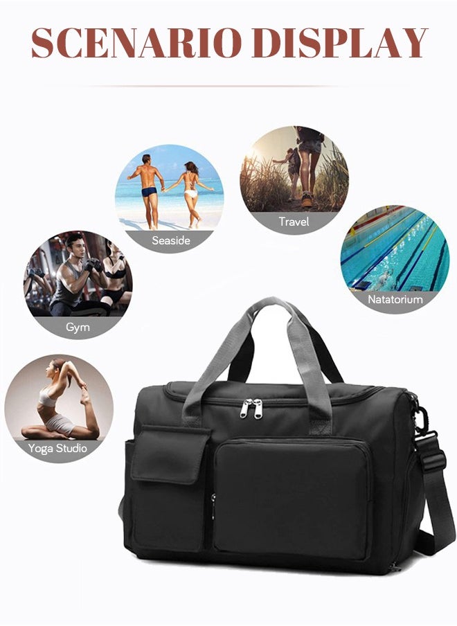 roaiss - Large Capacity Gym Sacks Waterproof Duffel Bag for Women Men Travel Sports Yoga Overnight Bag with Shoes Compartment - Image 1