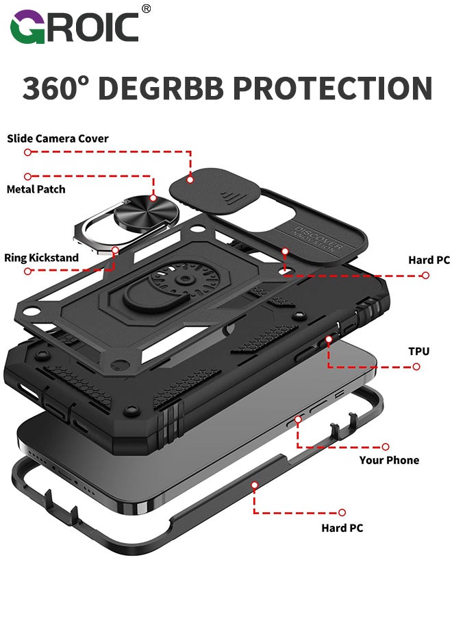 GROIC Black Magnetic Case for iPhone 15 Plus, Compatible with MagSafe, Full-Body Heavy Duty Phone Case Protective Cover for iPhone 15 Plus - Image 2