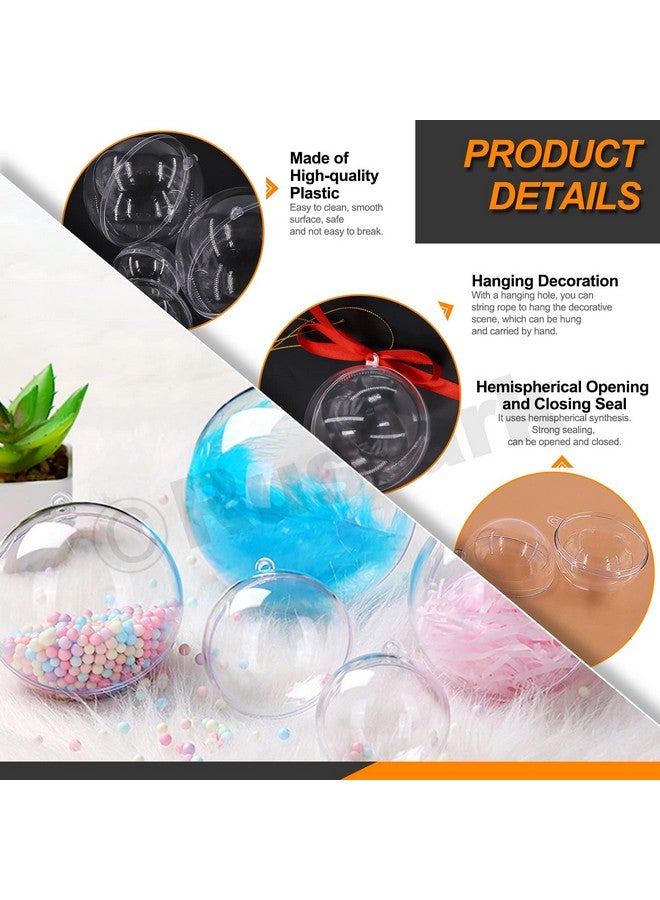 Rustark 35Pcs Clear Plastic Round Fillable Balls Christmas Ornaments Diy Craft Balls Assortment Kit Fillable Decor For Wedding Christmas Crafts Decoration (Round45678Cm Dia.) - Image 4