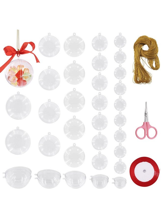 Rustark 35Pcs Clear Plastic Round Fillable Balls Christmas Ornaments Diy Craft Balls Assortment Kit Fillable Decor For Wedding Christmas Crafts Decoration (Round45678Cm Dia.) - Image 1
