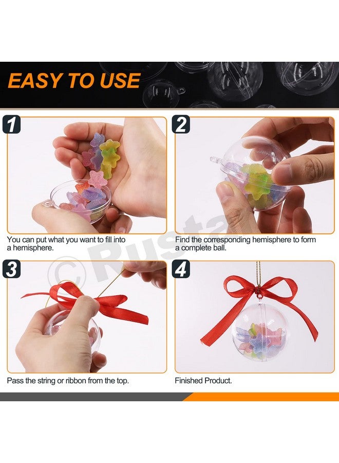 Rustark 35Pcs Clear Plastic Round Fillable Balls Christmas Ornaments Diy Craft Balls Assortment Kit Fillable Decor For Wedding Christmas Crafts Decoration (Round45678Cm Dia.) - Image 5