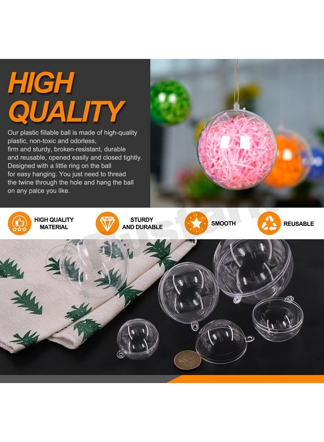 Rustark 35Pcs Clear Plastic Round Fillable Balls Christmas Ornaments Diy Craft Balls Assortment Kit Fillable Decor For Wedding Christmas Crafts Decoration (Round45678Cm Dia.) - Image 3
