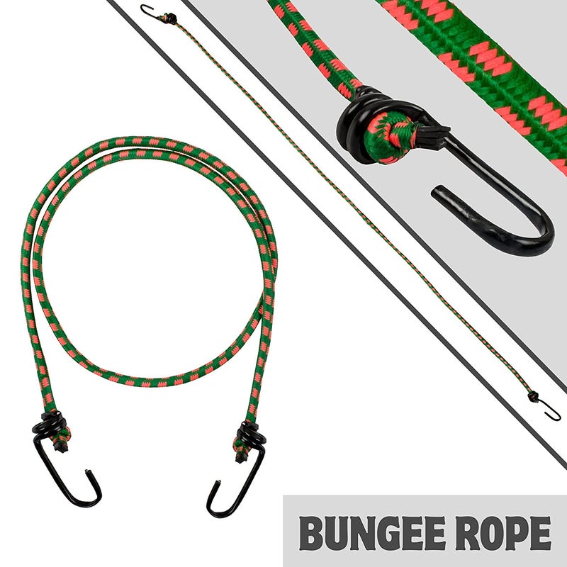 VTRUST High Strength Elastic Neon Color Bungee Cords, Luggage Tying Rope with Hooks, Set of 2, 5 feet, Assorted Neon Color (Random Color) (Pack of 1) - Image 2