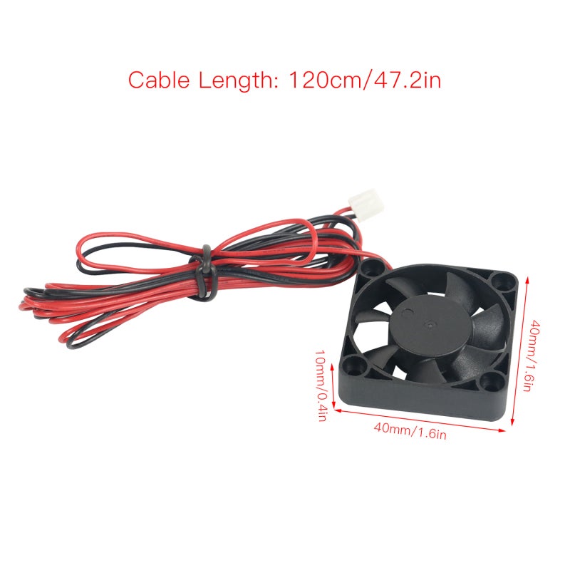 3D Printer Cooling Fan 2pcs 40*40*10mm Black Sleeve Bearing - High-efficiency Heat Dissipation DC 24V Brushless Cooling Fan for Ender-3/Ender-3 Pro 3D Printer Extruder - Image 4