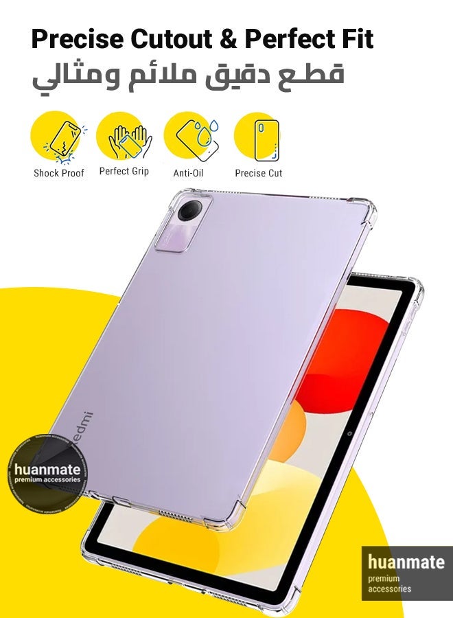 huanmate Xiaomi Redmi Pad SE Shock Proof Case Cover - Ultra Clear, Durable & Accurate Cut-outs - Scratch, Dust & Smudge Protection - Clear Silicon Back Cover for Xiaomi Redmi Pad SE - Image 2