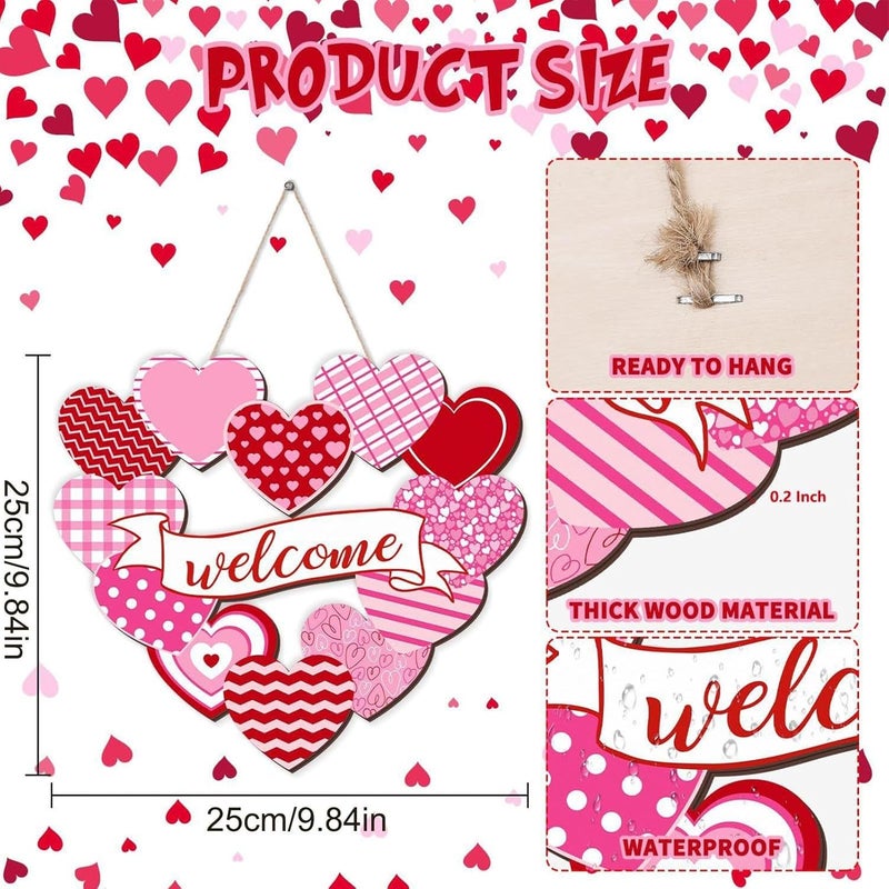 Valentine Door Decorations - Porch Decor Love Heart Sign | Holiday Front Door Hanger - for Outdoor Indoor Living Room Store Cafe Party Wall Window Wedding - Image 5
