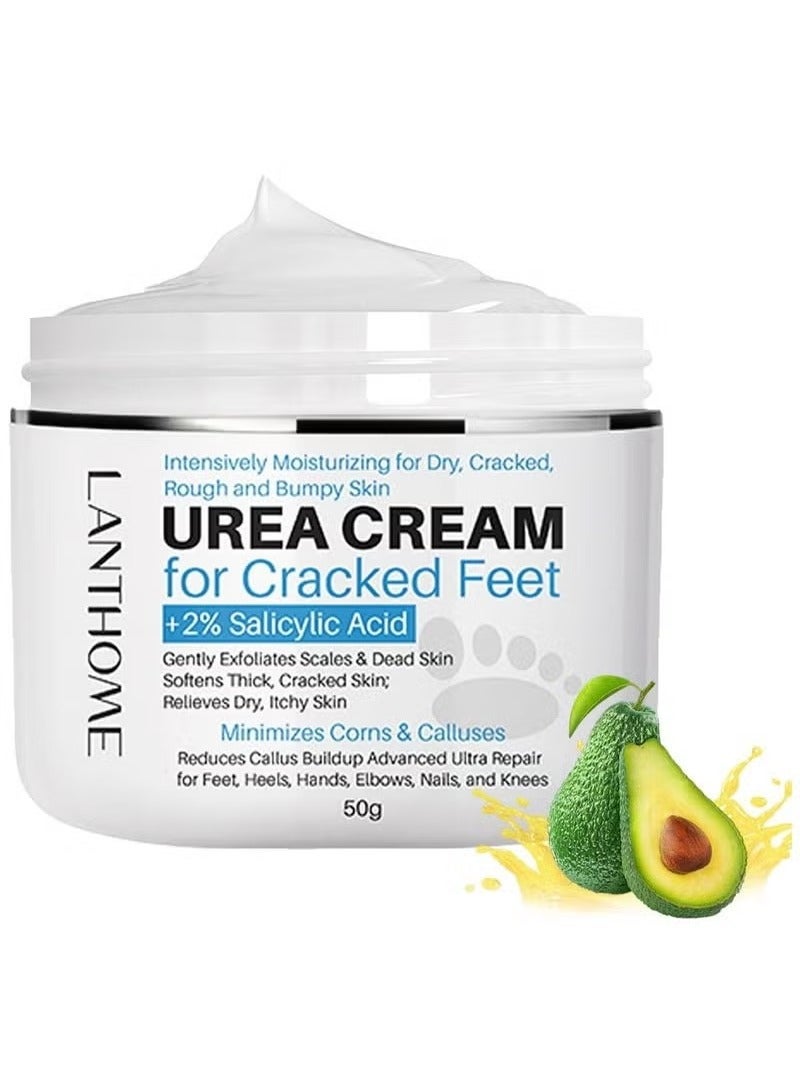 Lanthome Urea Cream 40 Percent For Feet, Foot Cream For Dry Cracked Heels, Foot Callus Remover Cream, 40% Urea Cream For Feet, Organic Moisturizer Cream For Foot, Hands, Legs, Toes - Image 1