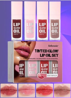 4Pcs Tinted Glow Lip Oil Set Moisturizing Hydrating Nourishing Lip Makeup Glow Lip Oil Set Moist Plump Lips and Lightens Lip Color Fade Lip Lines Lip Tint Four Flavors Gloss 4 x 8.3 - pzsku/Z1165ED6EDAAAC4E4B545Z/45/_/1739453439/53088092-8d7a-42fc-a66e-88d92e604419