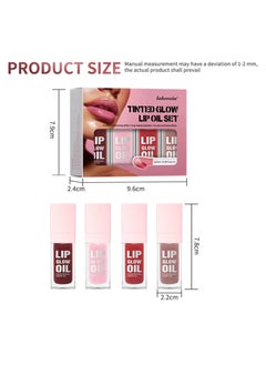 4Pcs Tinted Glow Lip Oil Set Moisturizing Hydrating Nourishing Lip Makeup Glow Lip Oil Set Moist Plump Lips and Lightens Lip Color Fade Lip Lines Lip Tint Four Flavors Gloss 4 x 8.3 - pzsku/Z1165ED6EDAAAC4E4B545Z/45/_/1739453493/3ef52cf0-6e9f-476d-98f0-aabe305fe684