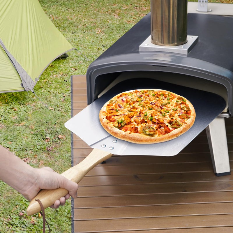 Skyflame Kitchen Supply Aluminum Pizza Peel with Wooden Handle 14-Inch x 16-Inch, Large Pizza Paddle for Baking Homemade Pizza Bread - Image 5