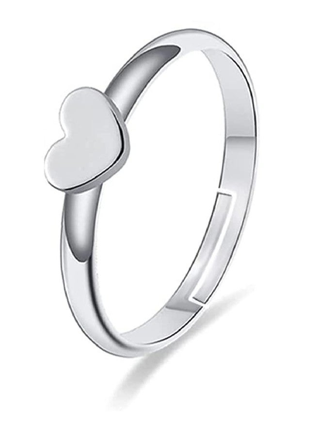 Okos Valentines Day Collection Rhodium Plated Brass Metal Love Heart Adjustable Couple Ring For Men And Women FR1000966 - Image 2