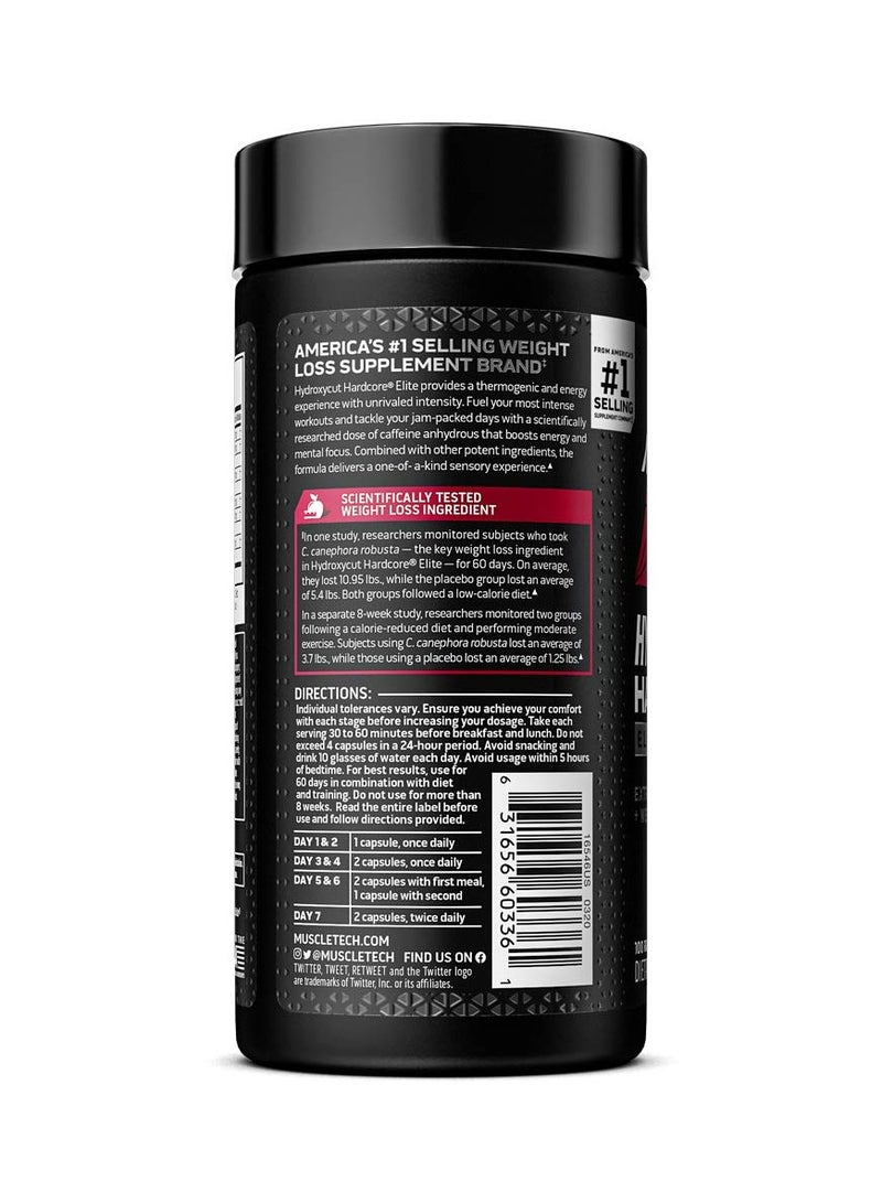ماسل تيك Hydroxycut Hardcore Elite 100 كبسولة حرارية سريعة الإصدار - Image 2