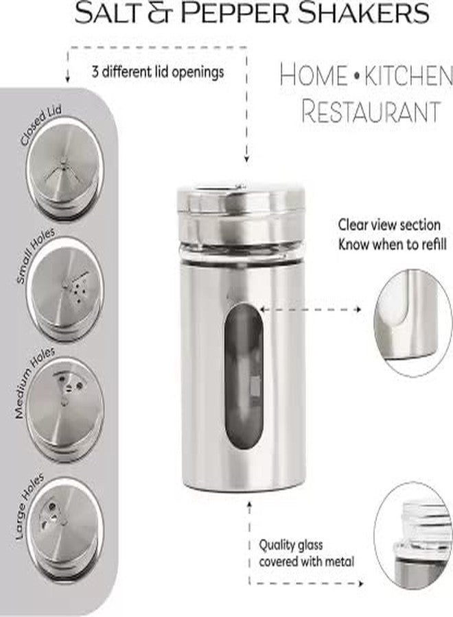 G K EXCLUSIVE™ Salt & Pepper Sprinkler with Stainless Steel Lid and Rack (Silver, Set of 2) - Image 4