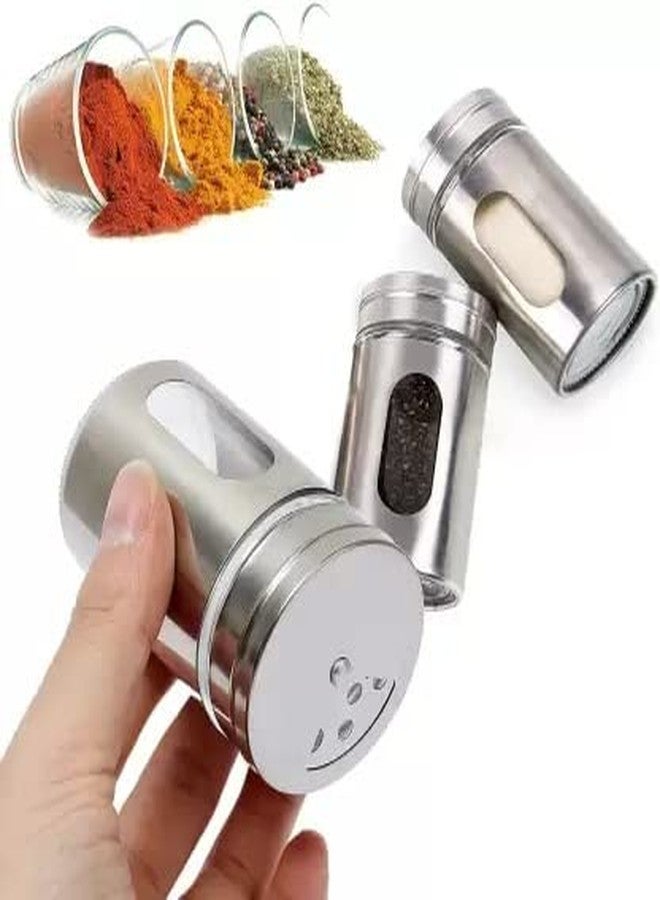 G K EXCLUSIVE™ Salt & Pepper Sprinkler with Stainless Steel Lid and Rack (Silver, Set of 2) - Image 2