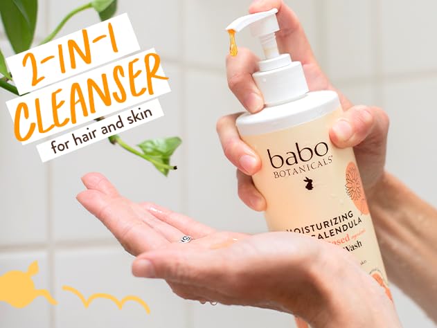 Babo Botanicals Moisturizing Oat & Calendula 2-in-1 Shampoo & Wash - For Dry or Sensitive Skin - For all ages - Lightly Scented - Vegan - 16 Fl Oz - Image 3