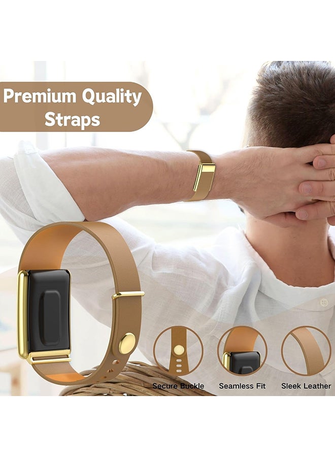 O Ozone Luxe Tapered Leather Band For WHOOP 5.0, MG, Life| Breathable Sports Waterproof Replacement Wristbands for Women Men (NOT for Gen 4) - Brown - Image 3