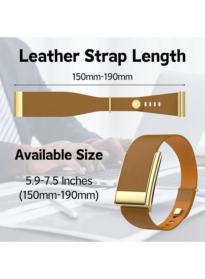 O Ozone Luxe Tapered Leather Band For WHOOP 5.0, MG, Life| Breathable Sports Waterproof Replacement Wristbands for Women Men (NOT for Gen 4) - Brown - Image 2
