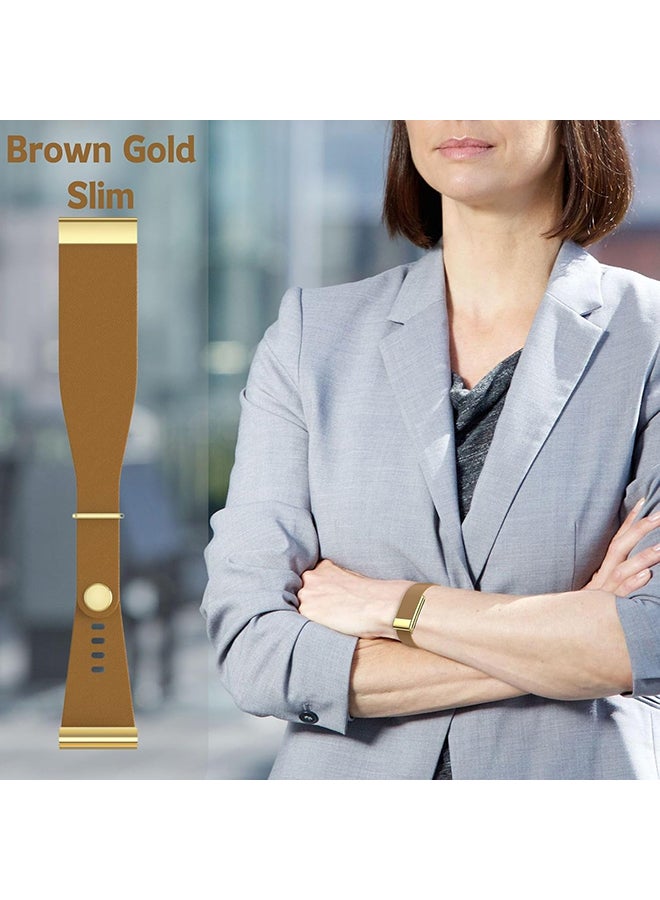 O Ozone Luxe Tapered Leather Band For WHOOP 5.0, MG, Life| Breathable Sports Waterproof Replacement Wristbands for Women Men (NOT for Gen 4) - Brown - Image 4