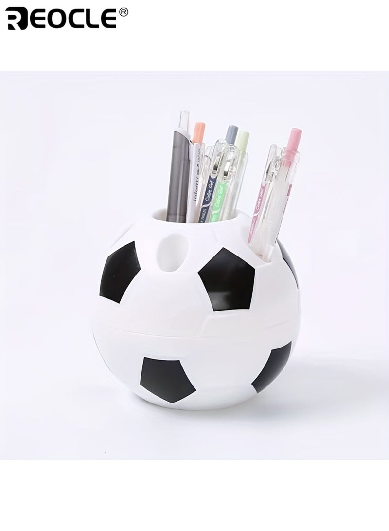 REOCLE Cartoon Football Shape Pen Holder Multifunctional Office Desk Storage Rack Portable and Easy to Install Durable PP Plastic Suitable for Home Desk Organization - Image 3