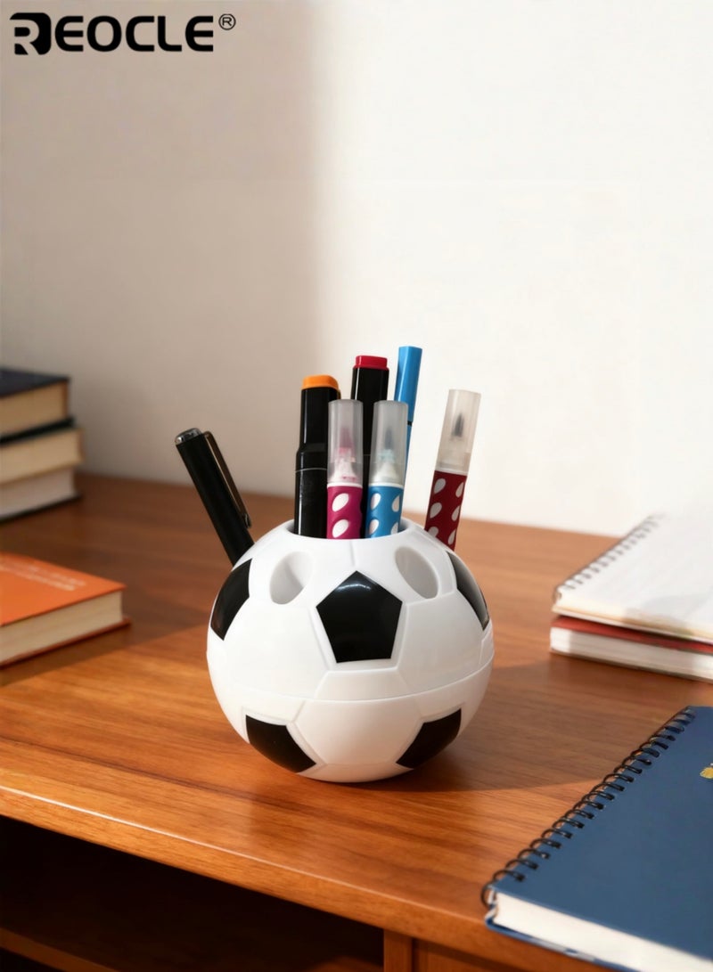 REOCLE Cartoon Football Shape Pen Holder Multifunctional Office Desk Storage Rack Portable and Easy to Install Durable PP Plastic Suitable for Home Desk Organization - Image 4