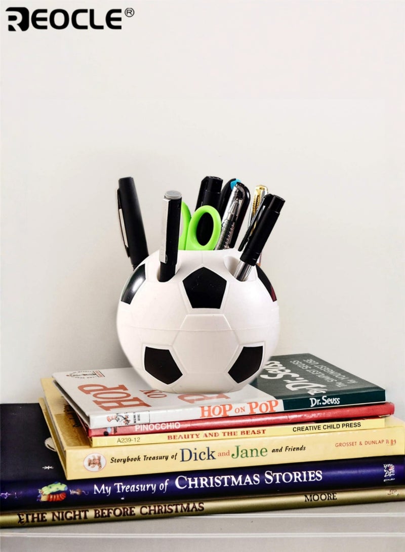 REOCLE Cartoon Football Shape Pen Holder Multifunctional Office Desk Storage Rack Portable and Easy to Install Durable PP Plastic Suitable for Home Desk Organization - Image 3