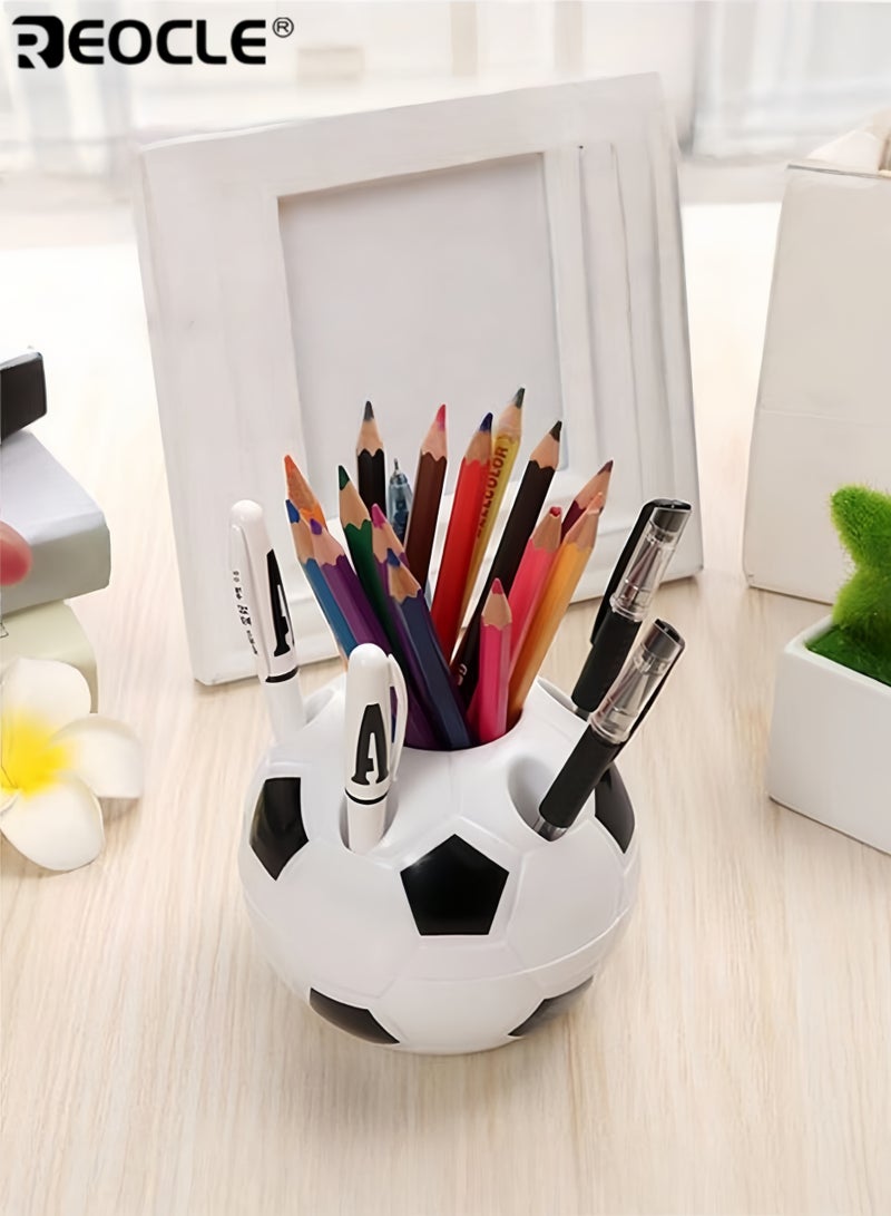 REOCLE Cartoon Football Shape Pen Holder Multifunctional Office Desk Storage Rack Portable and Easy to Install Durable PP Plastic Suitable for Home Desk Organization - Image 2