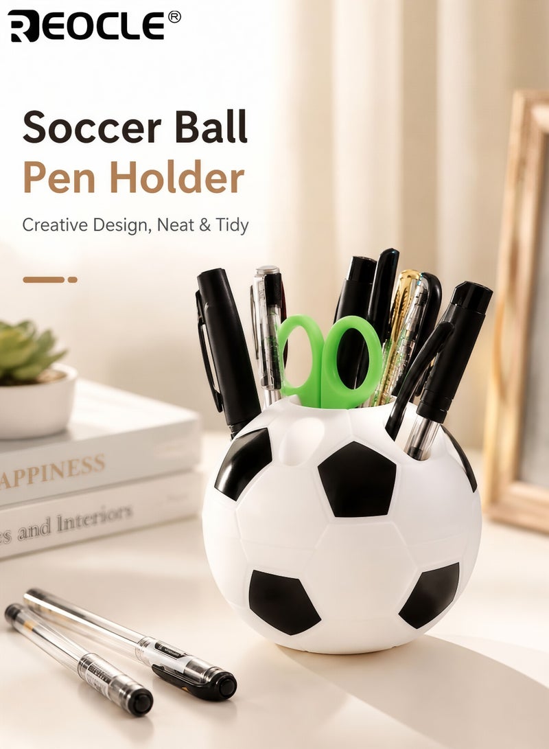 REOCLE Cartoon Football Shape Pen Holder Multifunctional Office Desk Storage Rack Portable and Easy to Install Durable PP Plastic Suitable for Home Desk Organization - Image 1
