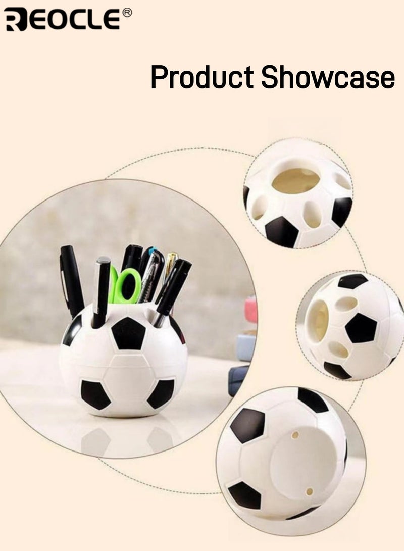 REOCLE Cartoon Football Shape Pen Holder Multifunctional Office Desk Storage Rack Portable and Easy to Install Durable PP Plastic Suitable for Home Desk Organization - Image 5