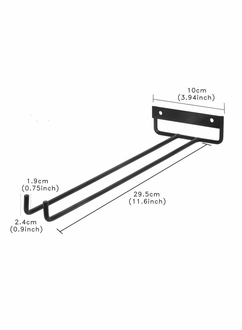 Excefore Glass Cup Rack, 2 PCS Stemware Rack Black, Drinking Glass Holder Under Shelf Metal Wall Mounted Hanging Rack Shelf Mug Cup Display Stand, Glasses Storage Hanger for Cabinet Kitchen, 12Inch - Image 3